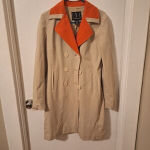 I N C beige and orange trench coat. size 6